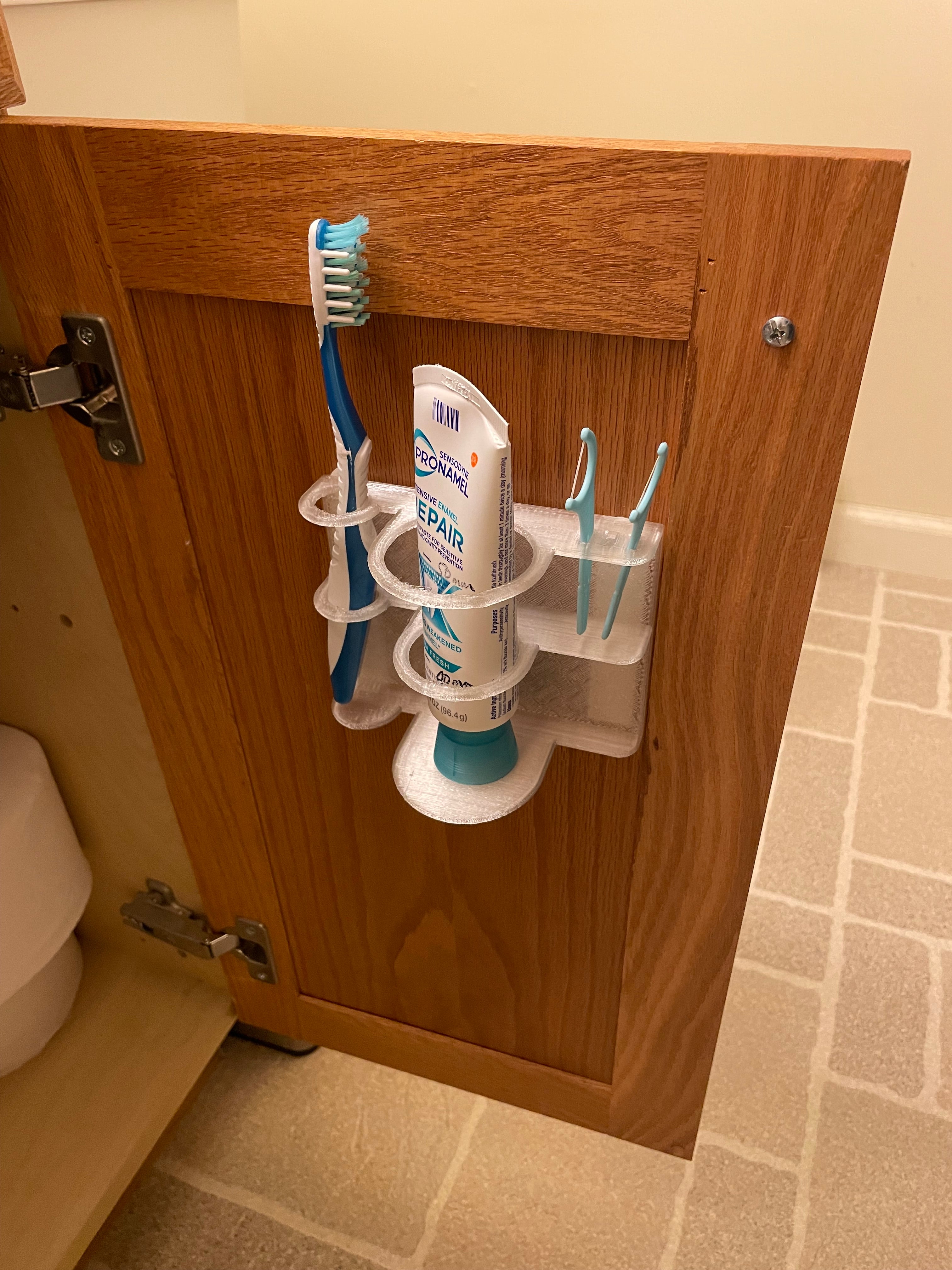 Soporte de pared para cepillo de dientes, pasta de dientes e hilo dental