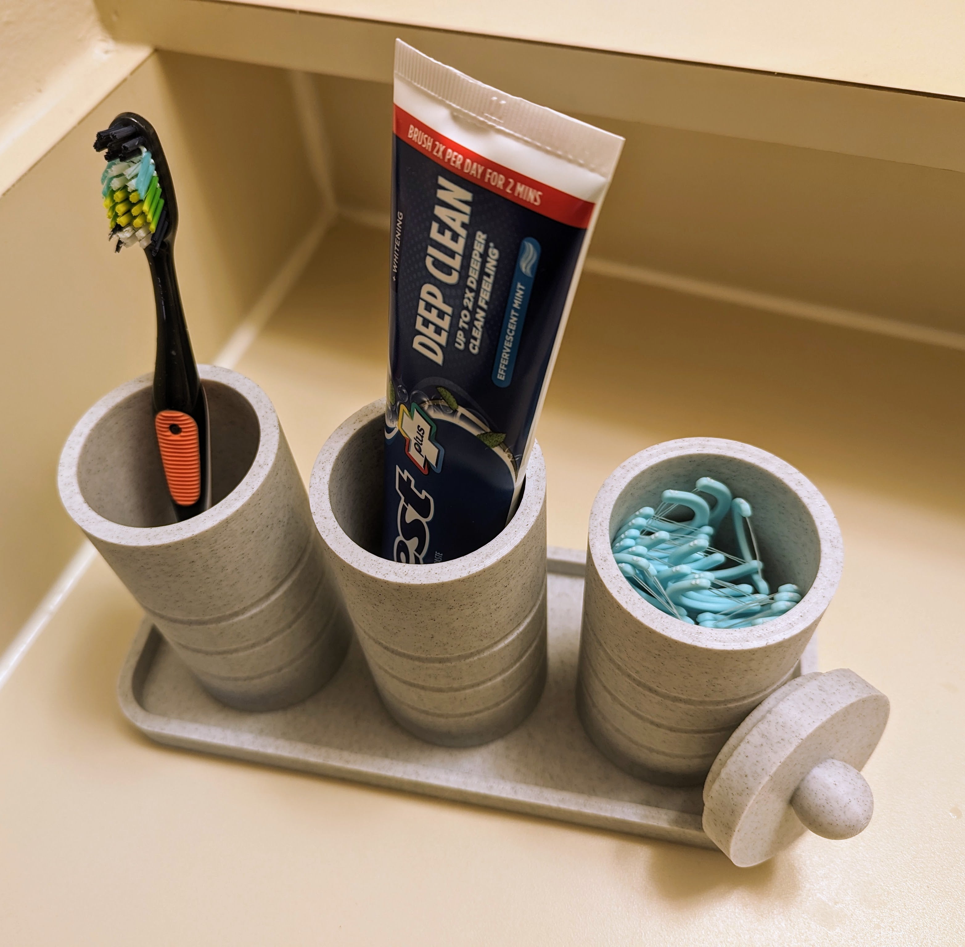 Organizador de baño para cepillos de dientes y bastoncillos de algodón