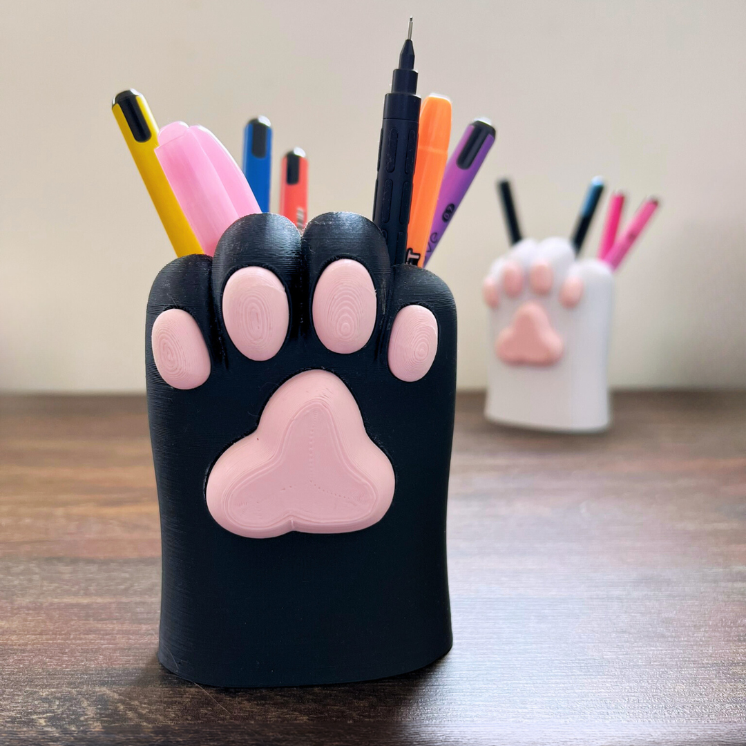 Portalápices de pata de gato adorable para el escritorio