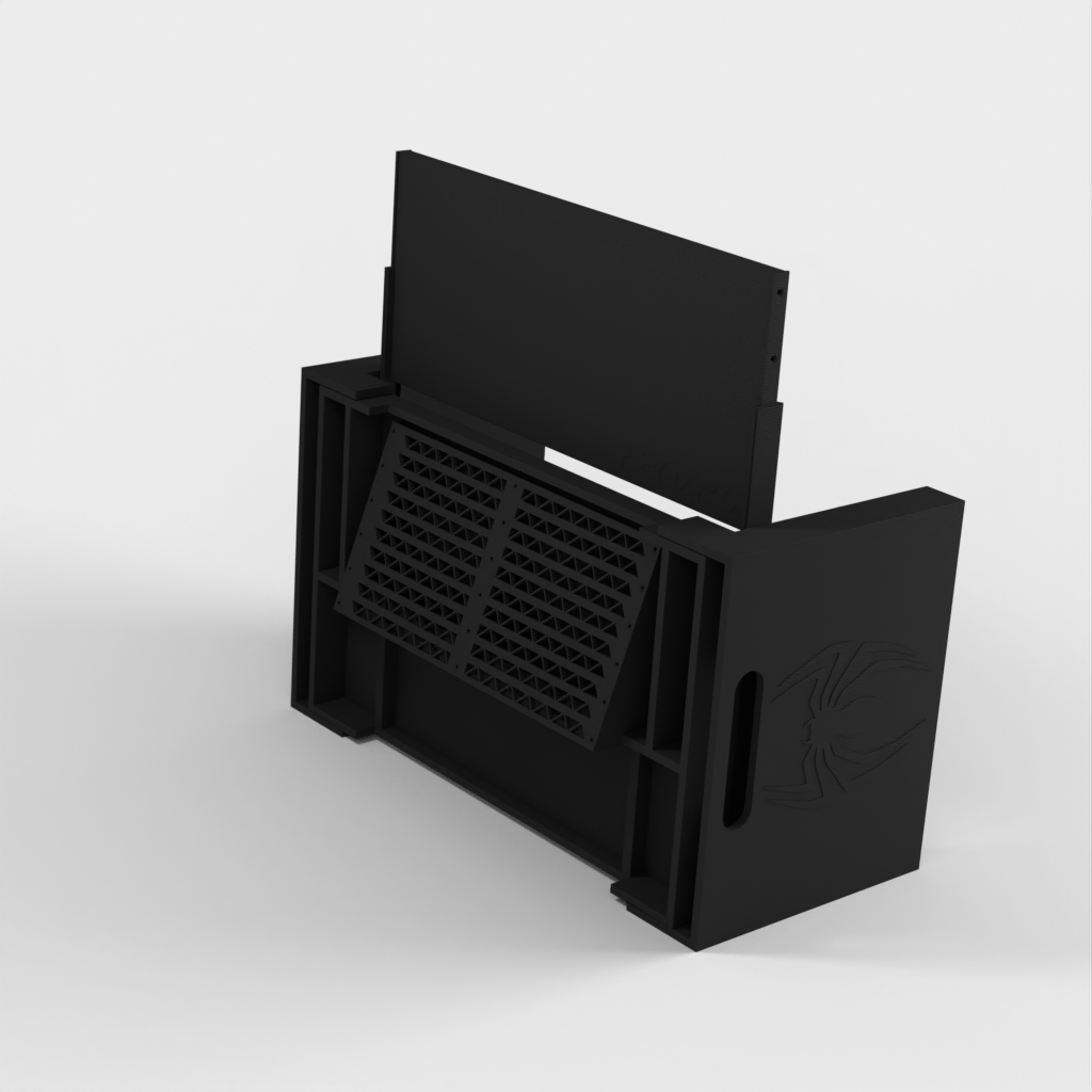 Soporte para computadora portátil modificado con ventiladores de refrigeración y espacio para organización