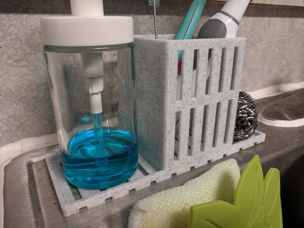 Práctico organizador de fregadero de cocina para detergente y esponja
