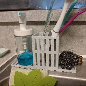 Práctico organizador de fregadero de cocina para detergente y esponja