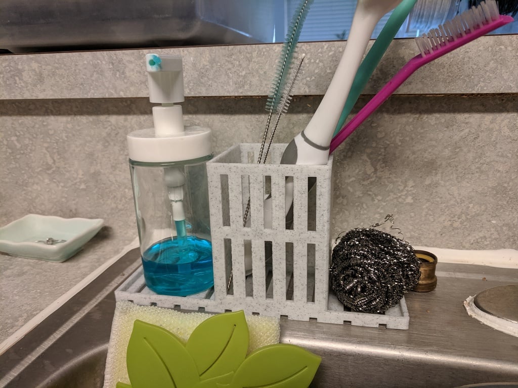 Práctico organizador de fregadero de cocina para detergente y esponja