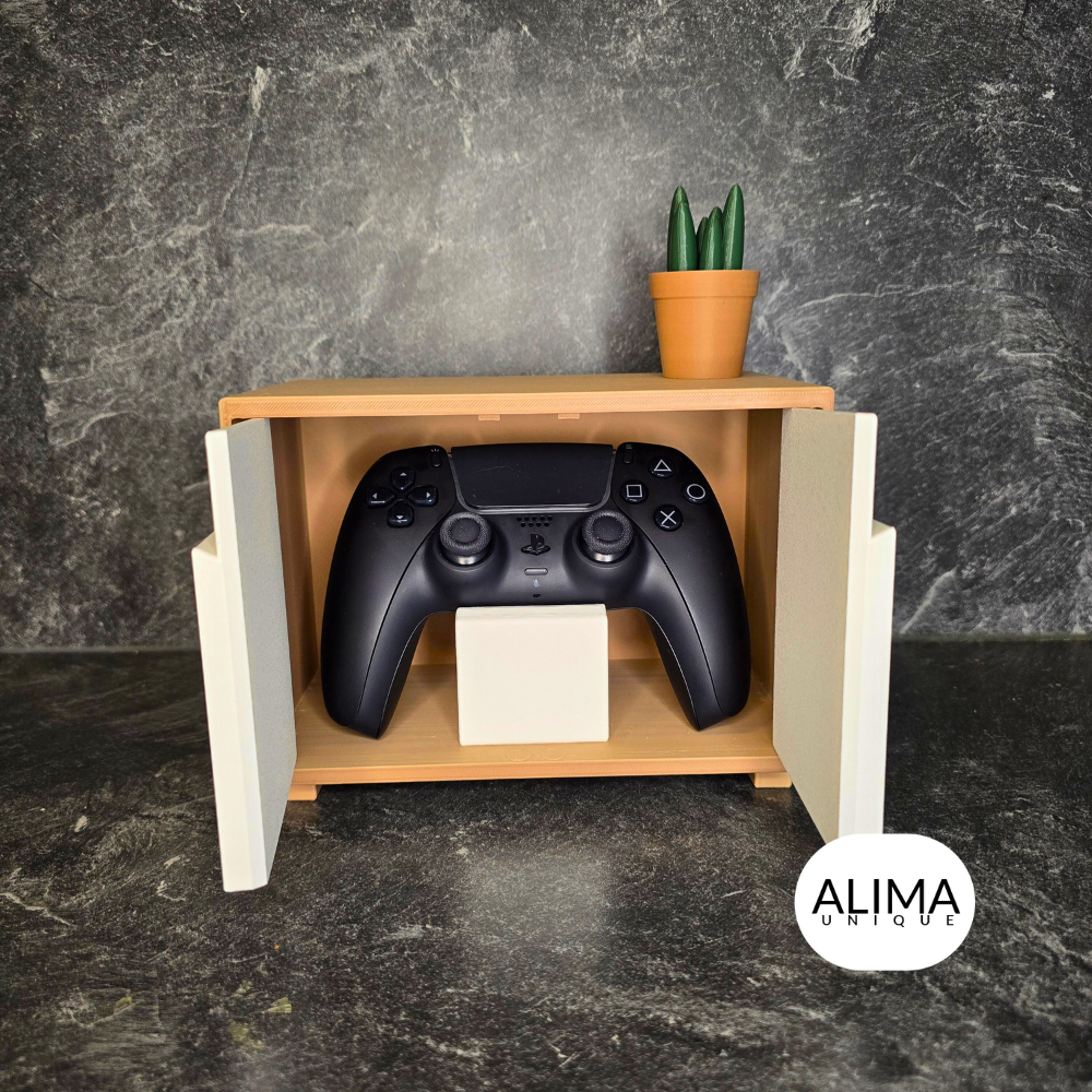 Aparador de juegos moderno para la sala de estar - Organización de mandos de PS5, Xbox y Switch