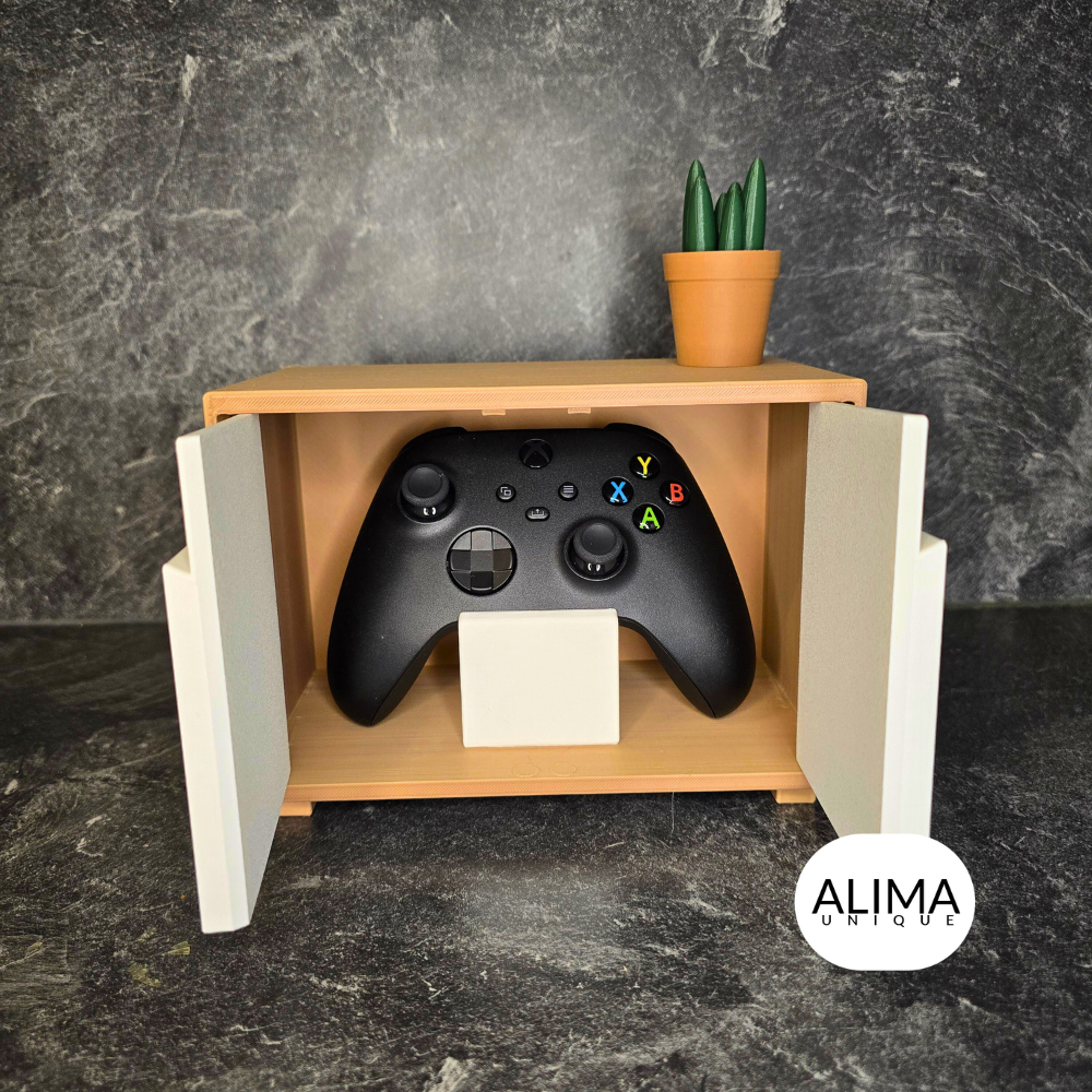 Aparador de juegos moderno para la sala de estar - Organización de mandos de PS5, Xbox y Switch
