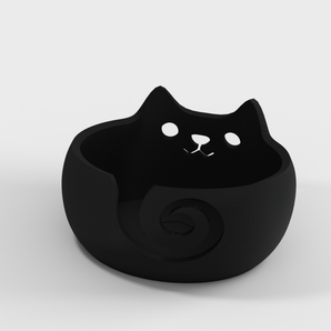 Cuenco para lana con diseño de gato para tejer y ganchillo