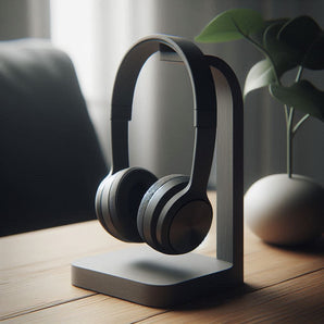 Soporte para auriculares elegante con diseño descentrado