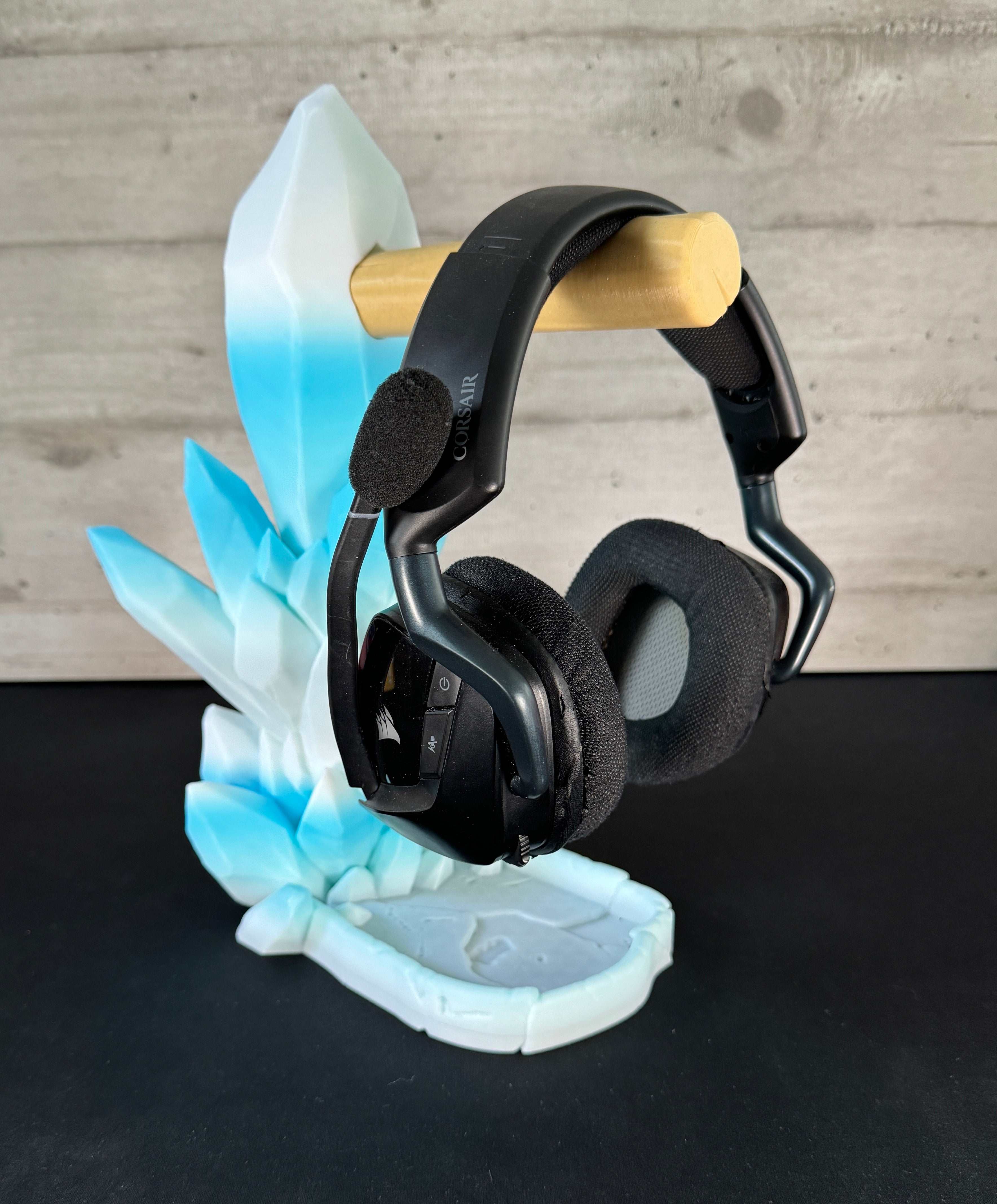 Soporte de auriculares de cristal con bandeja de almacenamiento