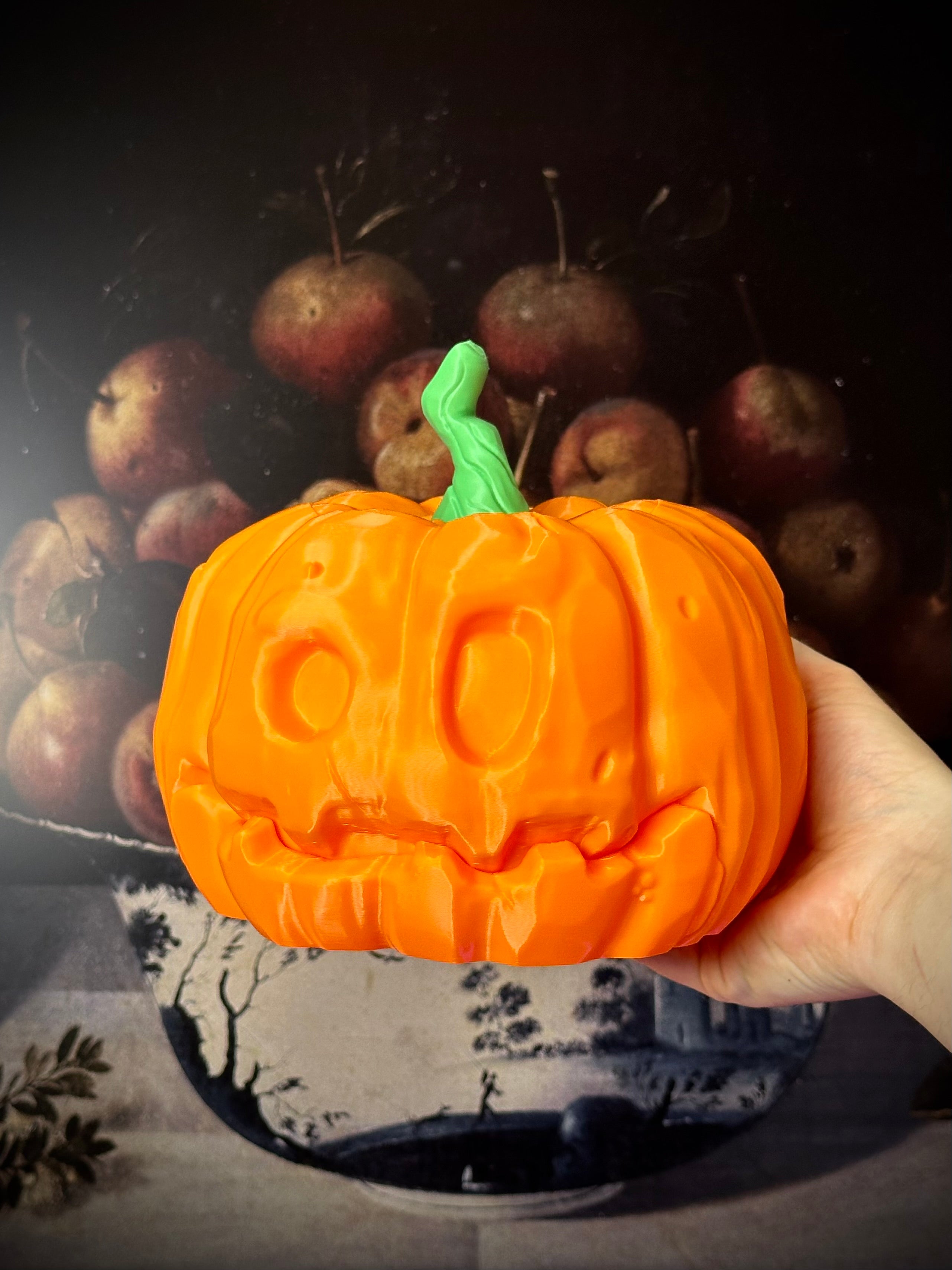 Cubo articulado de calabaza de Halloween para dulces