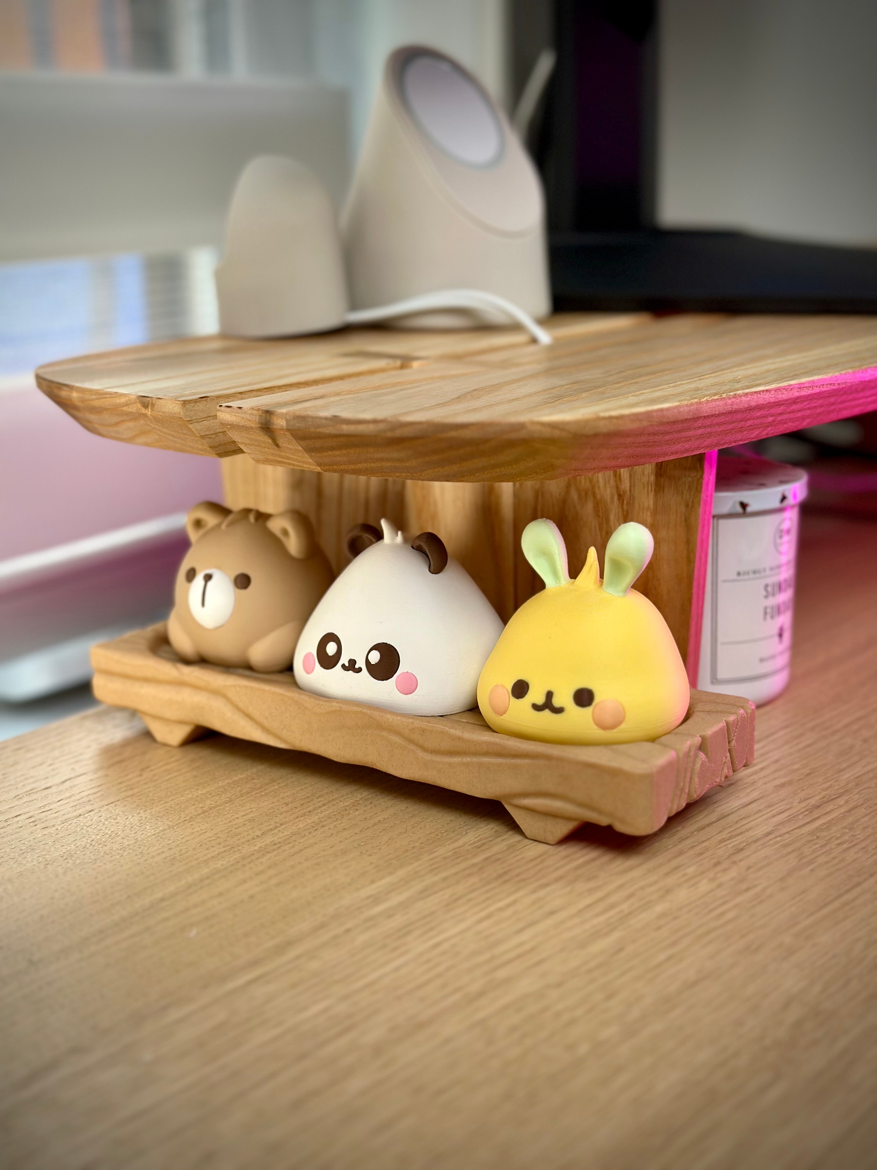 Figuras Kawaii de Animales Bao en Bloque de Madera