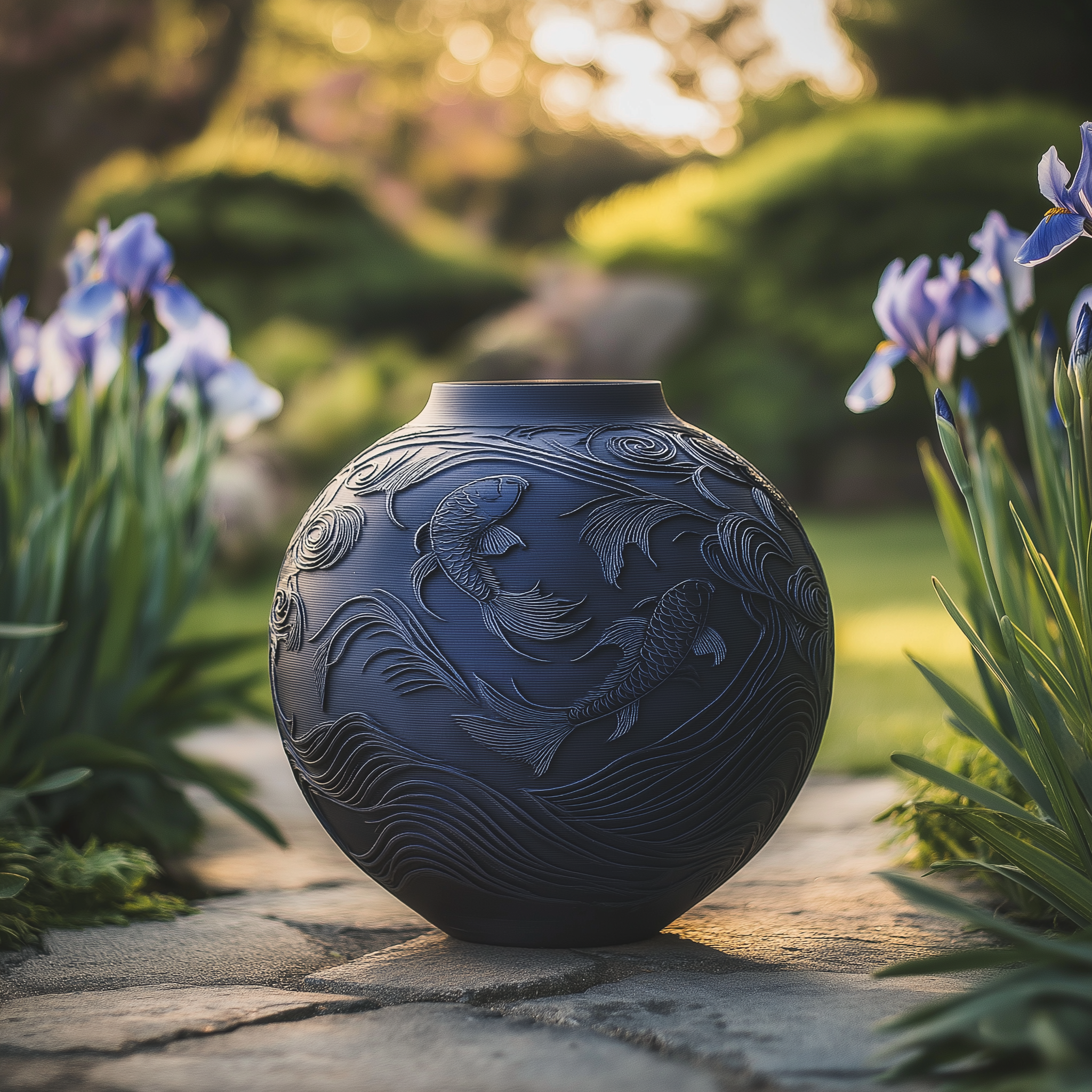 Jarrón Koi Serenity: Elegante decoración del hogar de inspiración zen