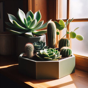 Maceta octogonal para cactus y bonsái