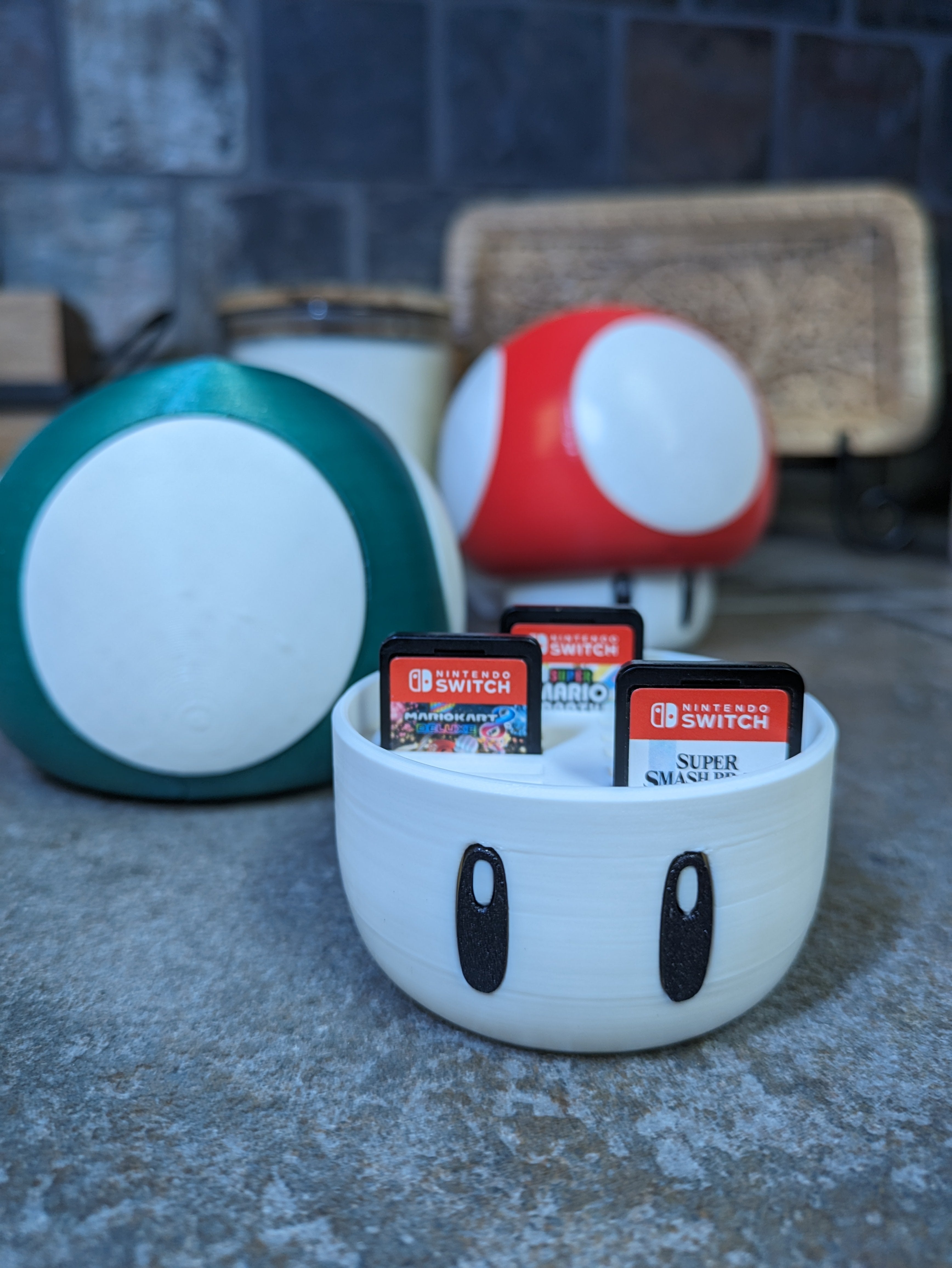 Soporte para juegos con forma de hongo para cartuchos de juegos de Nintendo Switch