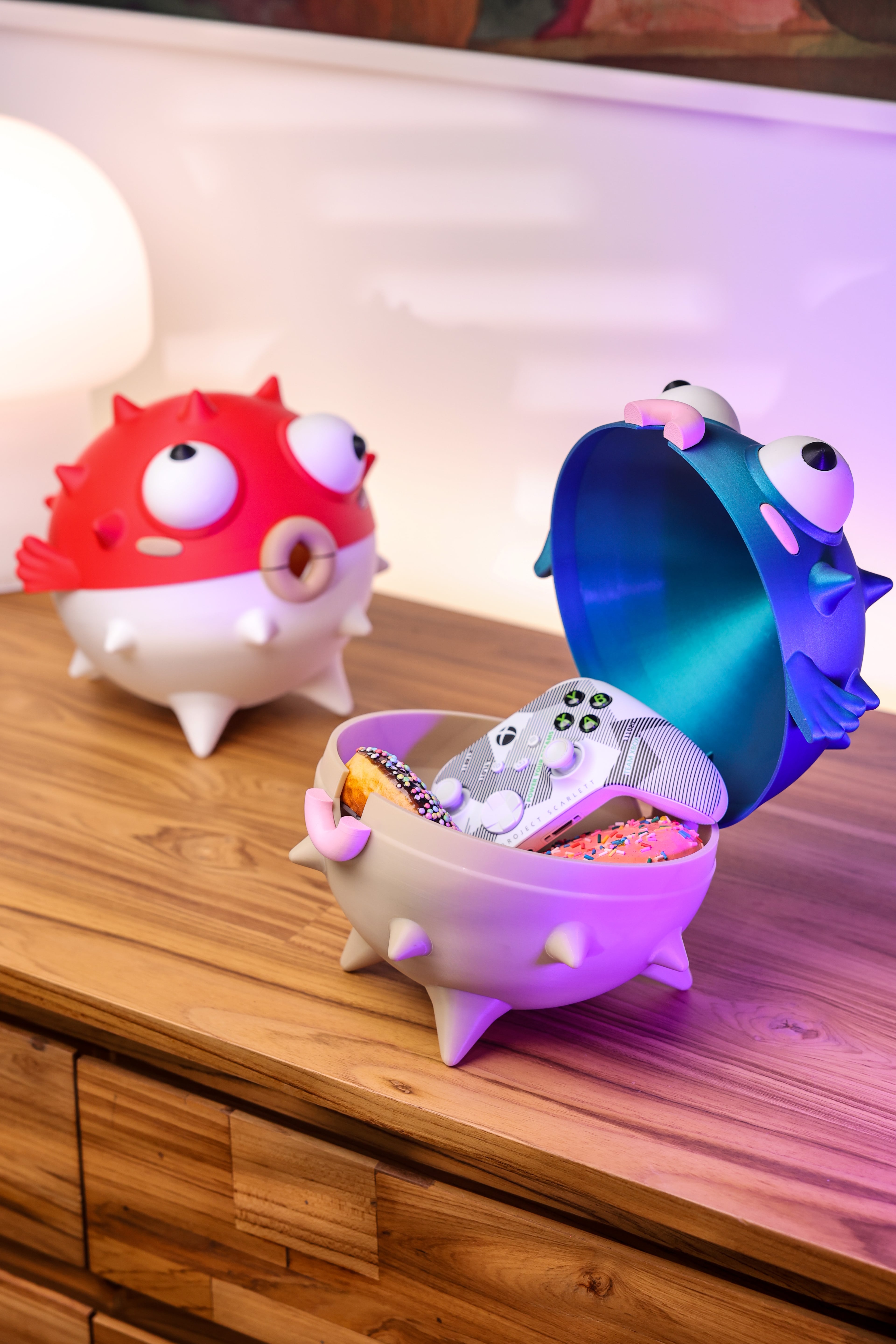 Caja de almacenamiento de pez globo adorable para escritorio