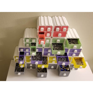 Sistema de cajones modular para el almacenamiento de piezas pequeñas
