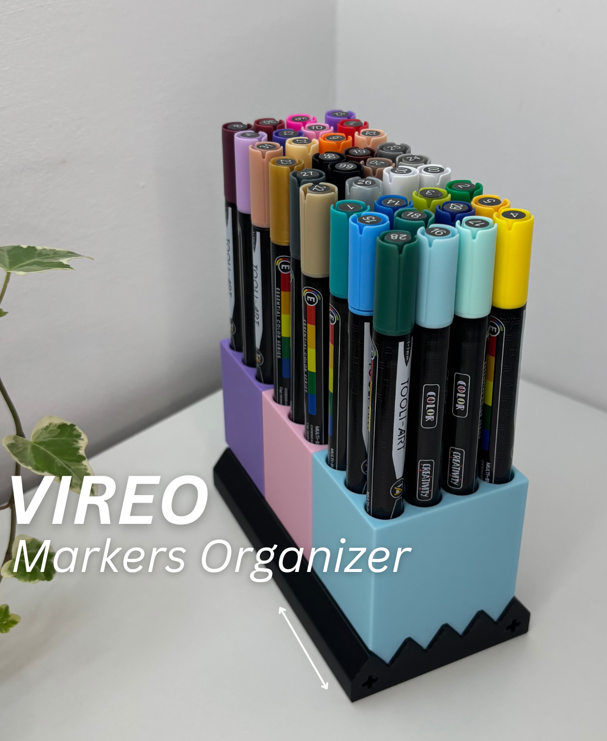 Soporte modular para rotuladores y bolígrafos: organizador de escritorio impreso en 3D personalizable
