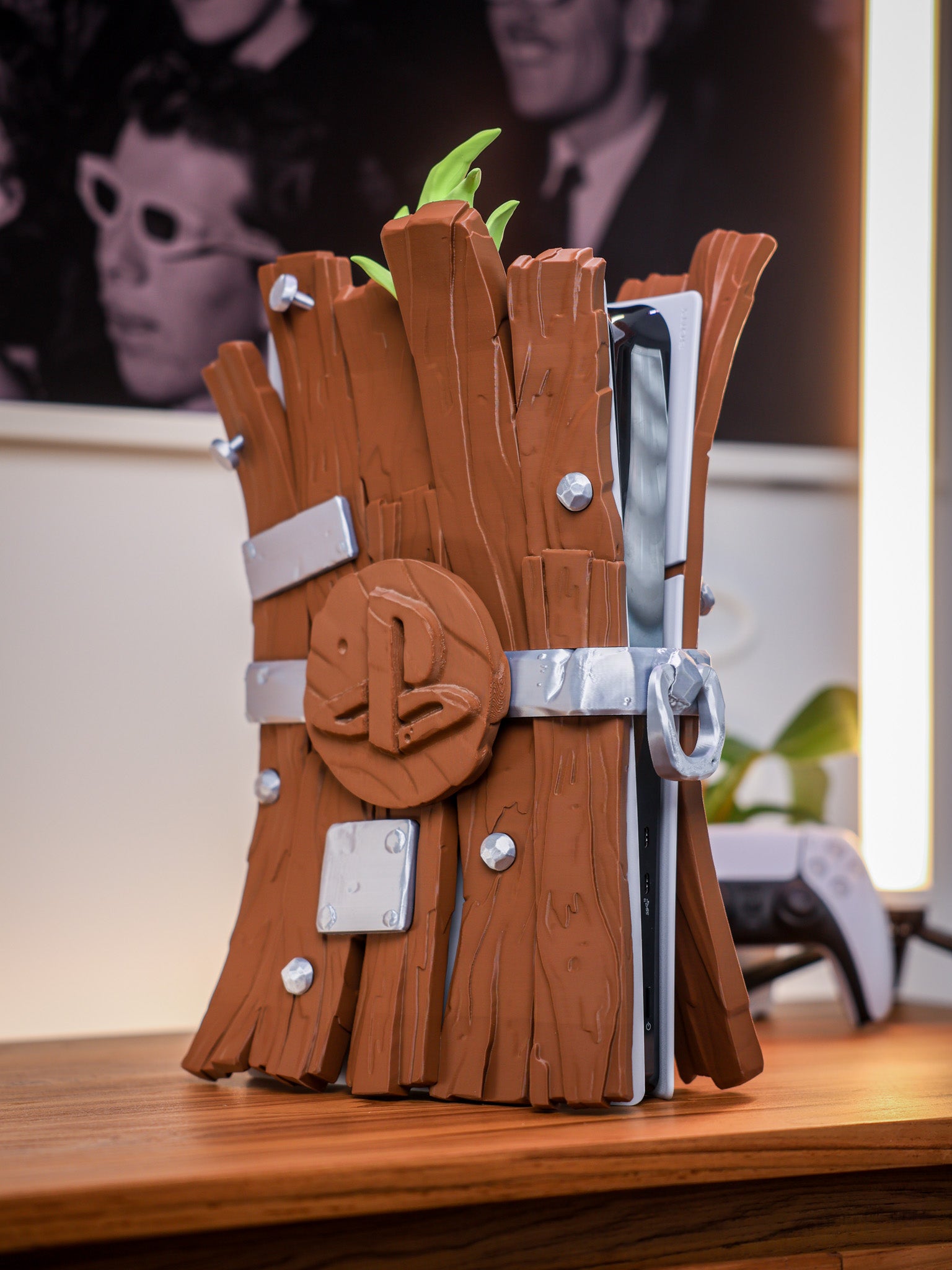 Elegante Funda de Madera para PS5 Slim Digital