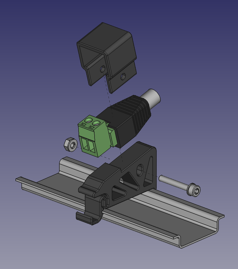 Soporte de carril DIN para adaptador Barrel Jack