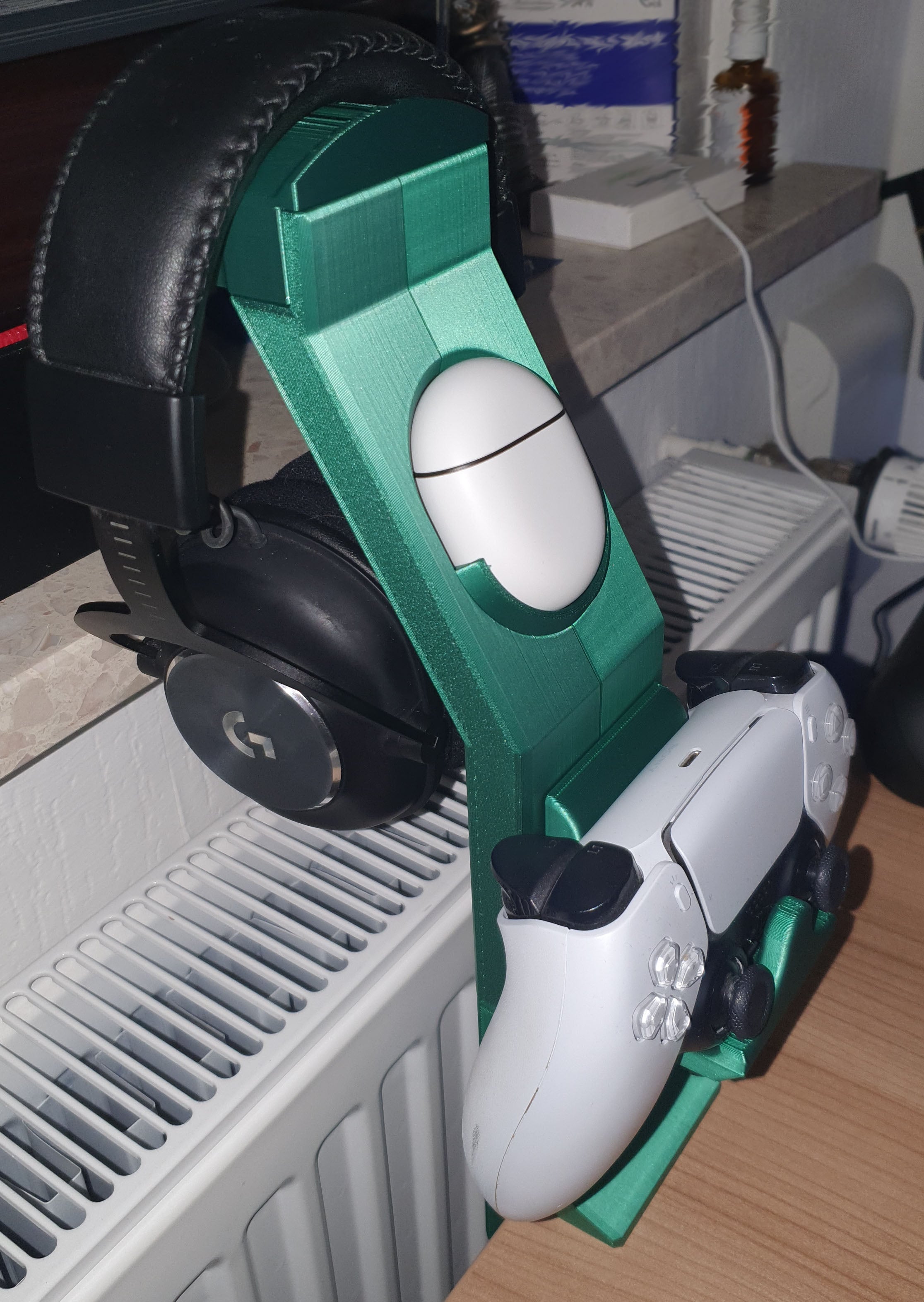 Soporte para auriculares montado en mesa con soporte para controlador PS5