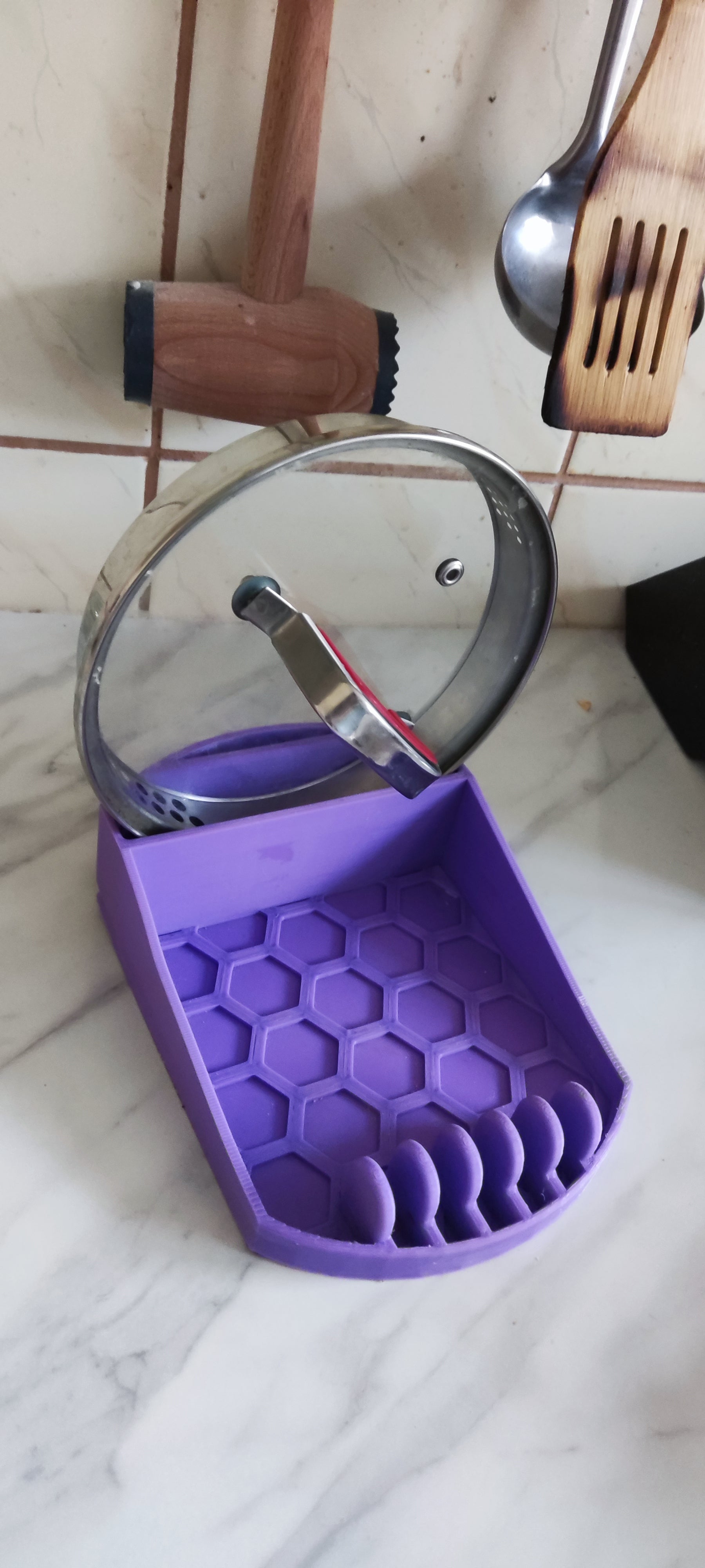Soporte para espátulas y soporte para tapas de ollas - Organizador de cocina
