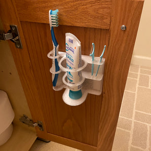 Soporte de cepillo de dientes de pared con espacio para pasta de dientes e hilo dental