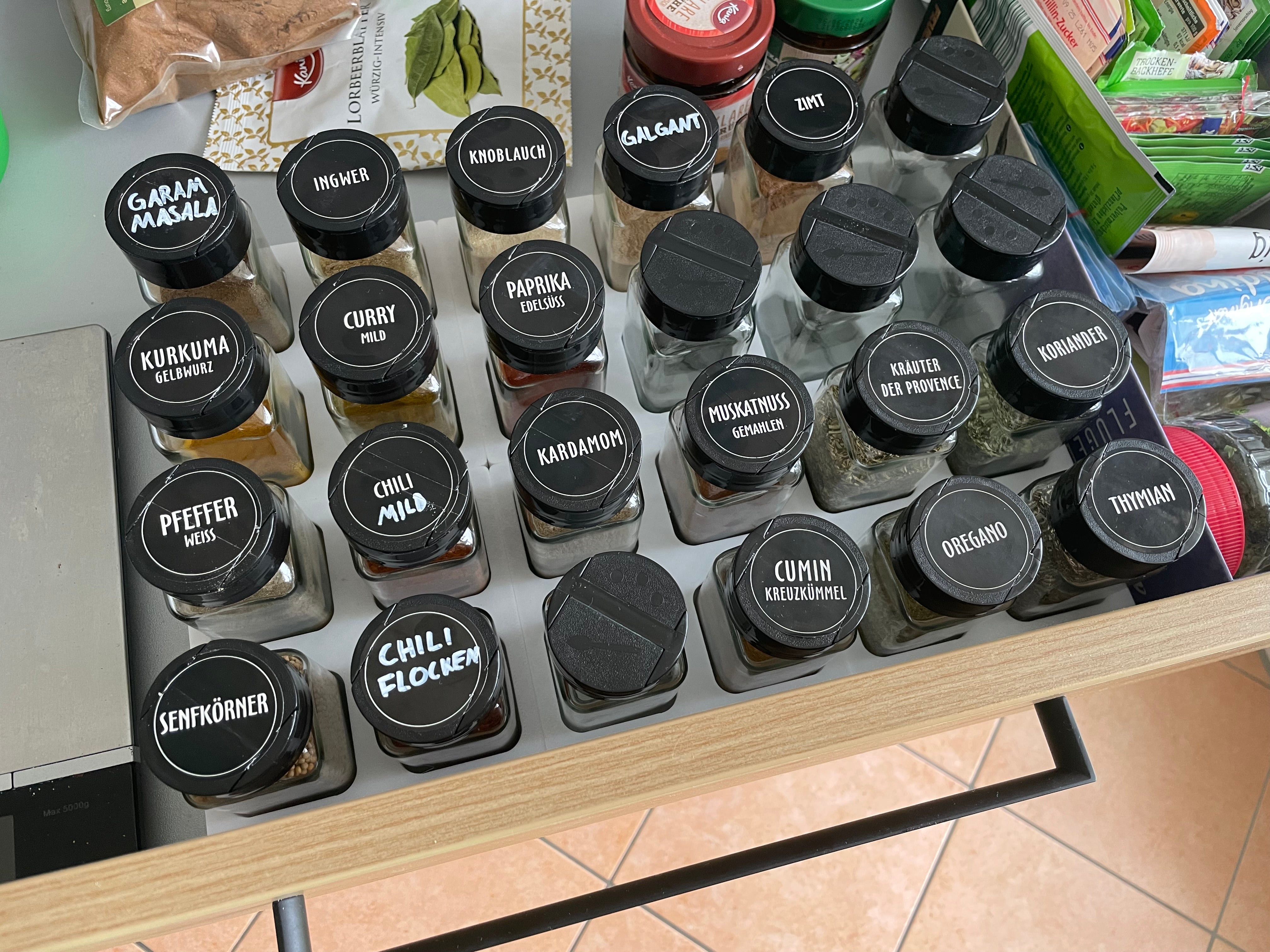 Organizador de frascos de especias para cajones