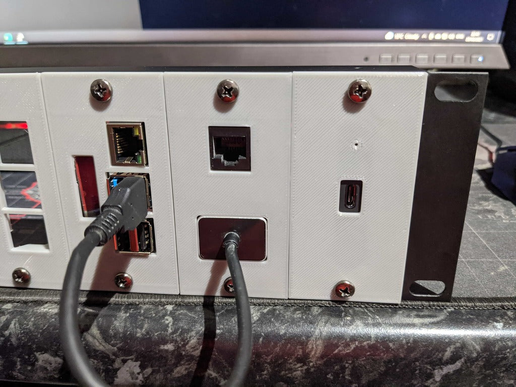 Concentrador USB3 Raspberry Pi y puerto de red adicional - Adaptador de montaje en rack de 19" 2U