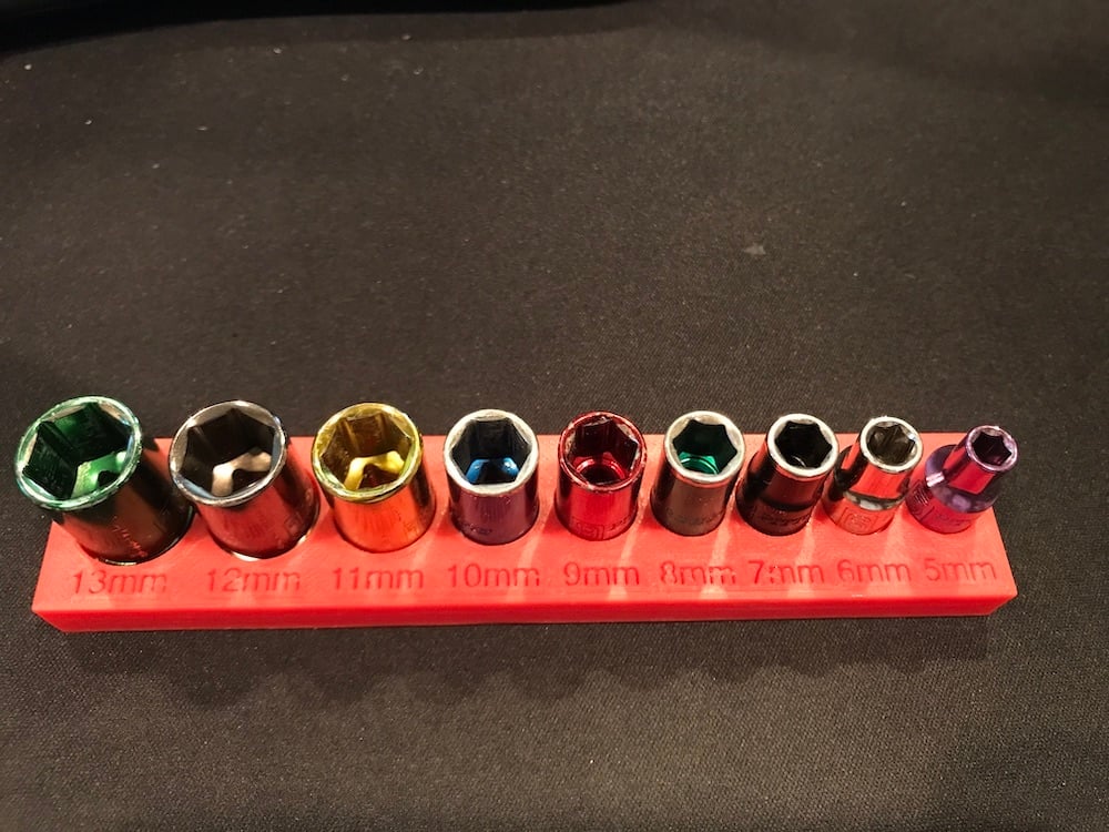 Organizador de llave de vaso magnética métrica de accionamiento de 1/4"