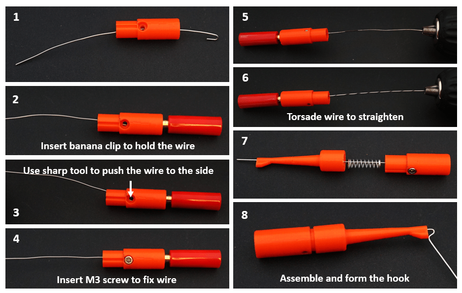 Sonda de clip eléctrico con conector de banana de 4 mm