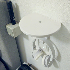Estante de pared pequeño con soporte para auriculares