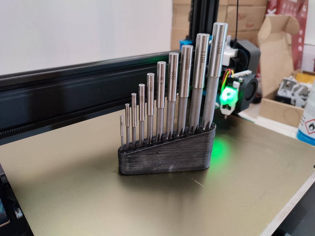 Práctica caja de almacenamiento para brocas y escariadores (3-12 mm)