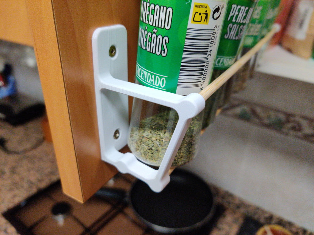 Soporte de especias minimalista con agujeros para tornillos