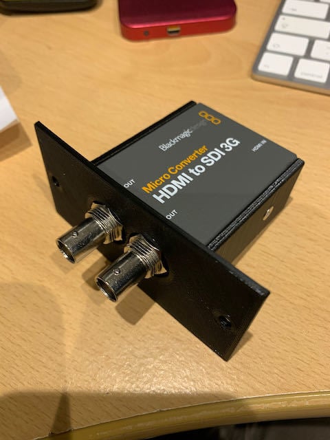 Adaptador de rack para conversor Blackmagic Micro HDMI-SDI y 3G