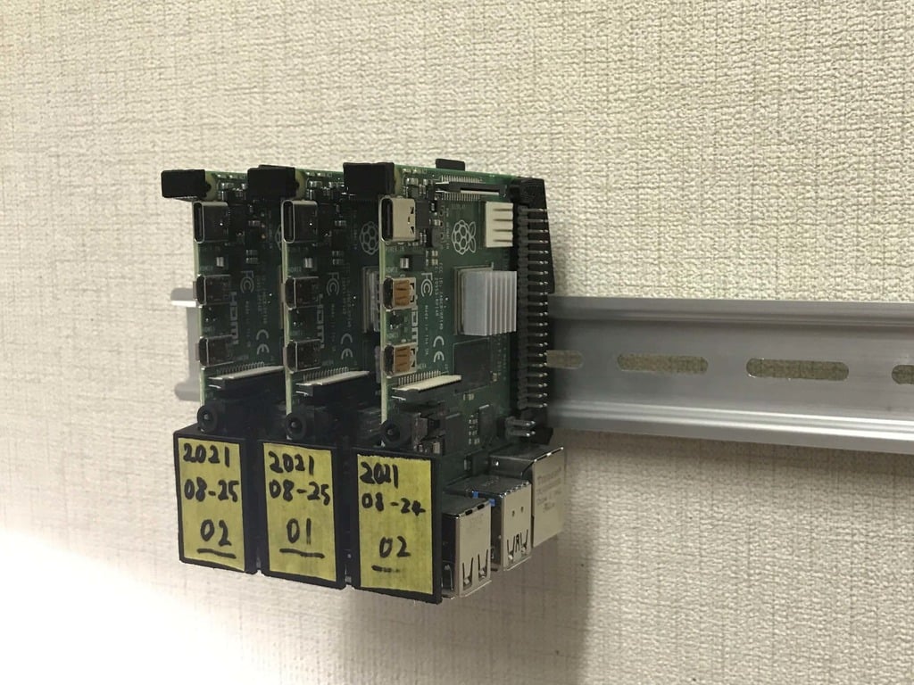 Soporte de riel DIN para Raspberry Pi 3, 4, 5 (¡solo piezas impresas en 3D!)