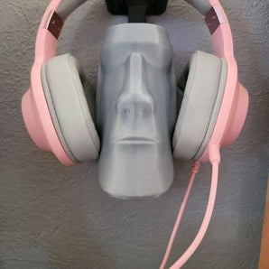 Soporte para auriculares de pared con cabeza Moai de Isla de Pascua con orificios para tornillos
