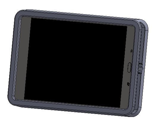 Soporte de pared para Samsung Tab A SM-T350 con parte trasera abierta para conexión de alimentación