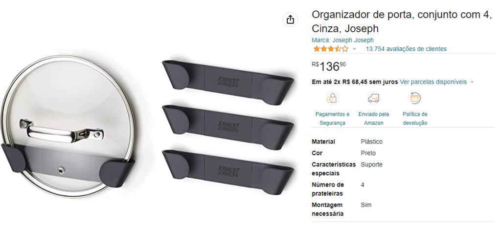 Soporte para tapa de olla para puertas de armario – Juego de 4
