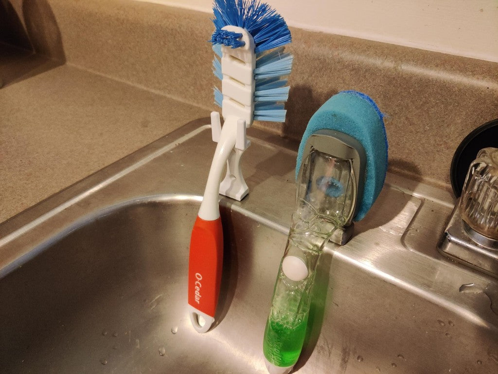 Soporte para cepillo de fregar con dispensador de jabón para el fregadero de la cocina