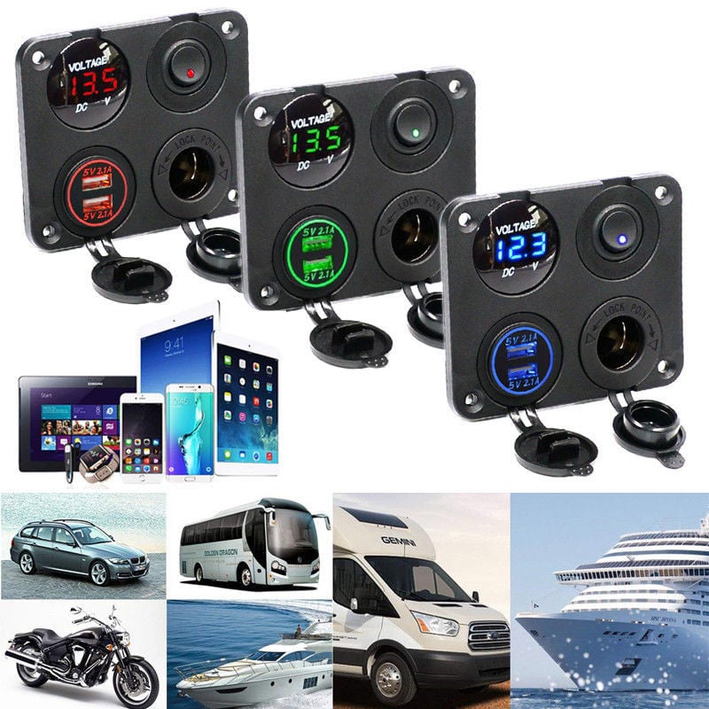 Cargador USB dual de 12 V Toma de corriente - Montaje en panel para barco, camión y coche