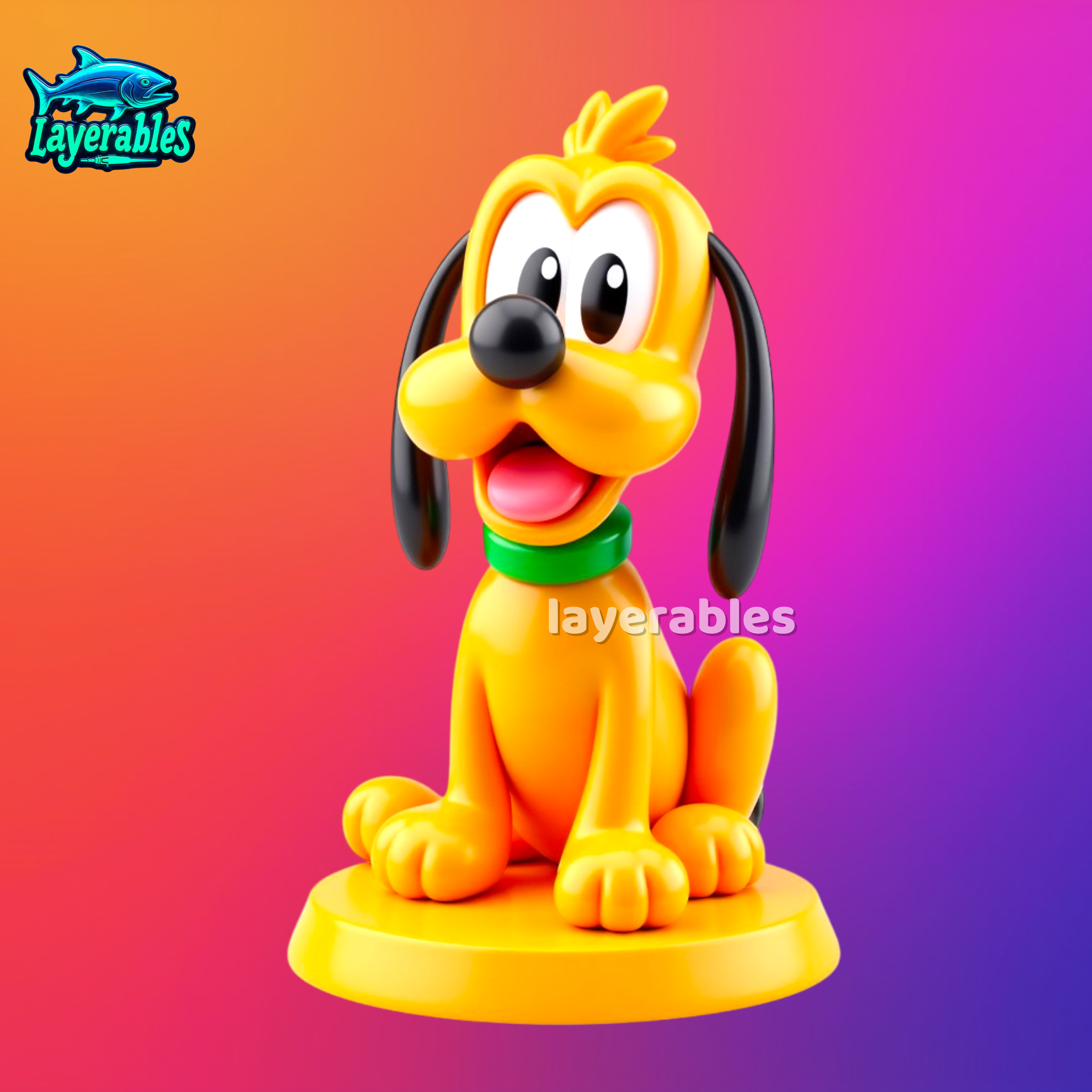 Figura 3D de Pluto Chibi – Lindo objeto de colección de Disney
