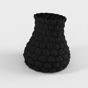 Jarrón curvo con patrón hexagonal.