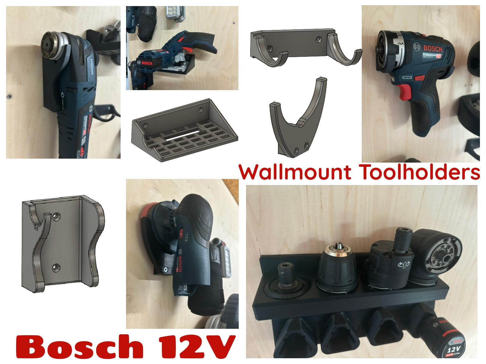 Bosch 12V Montaje en pared para baterías y herramientas