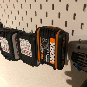 Soporte inteligente 2 en 1 para baterías Worx/Pattfield de 20 V – Para sistema IKEA Skadis