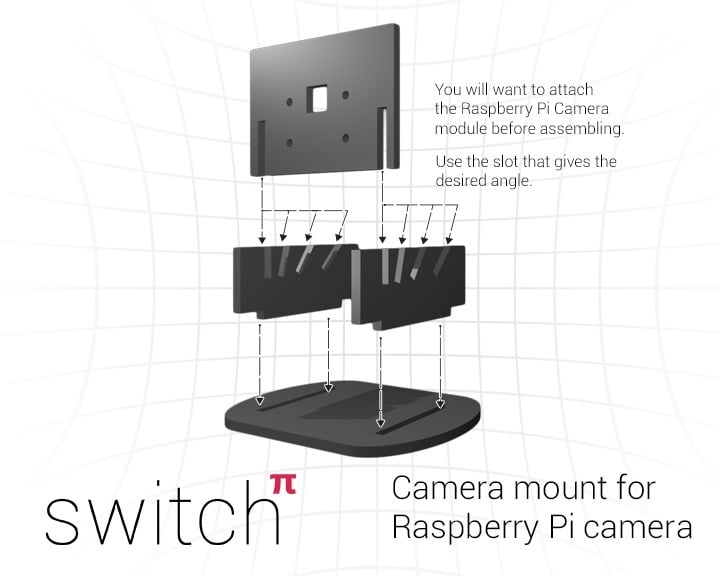 Soporte/soporte de cámara ajustable para Raspberry Pi