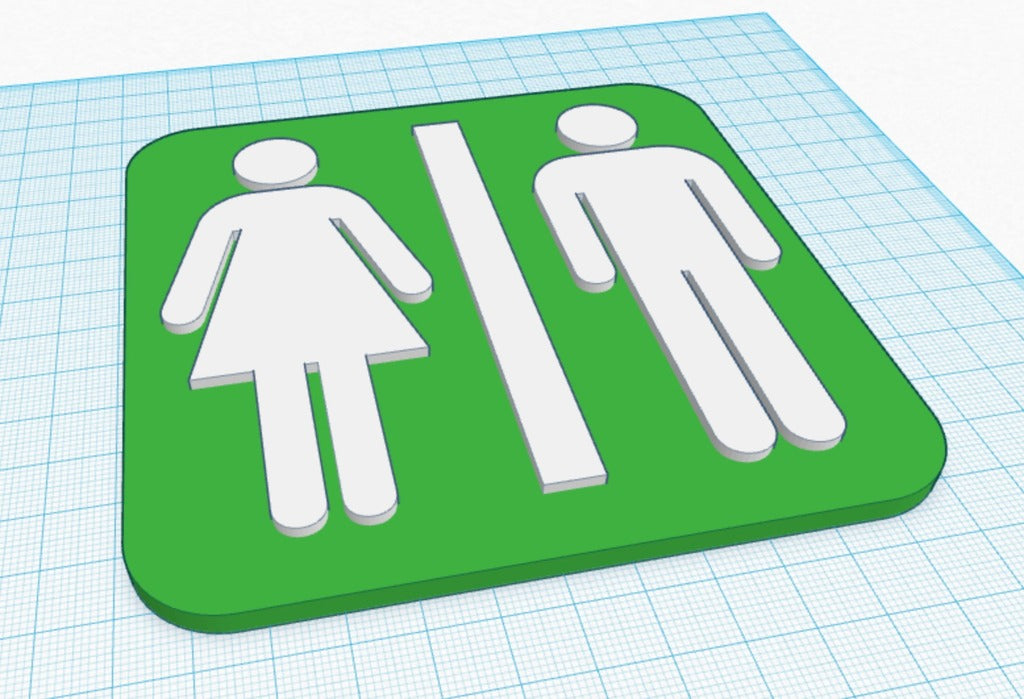 Letrero de baño con figuras masculinas y femeninas.
