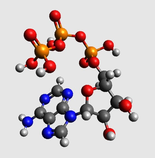 Modelo molecular - ATP (trifosfato de adenina) - Modelo a escala atómica