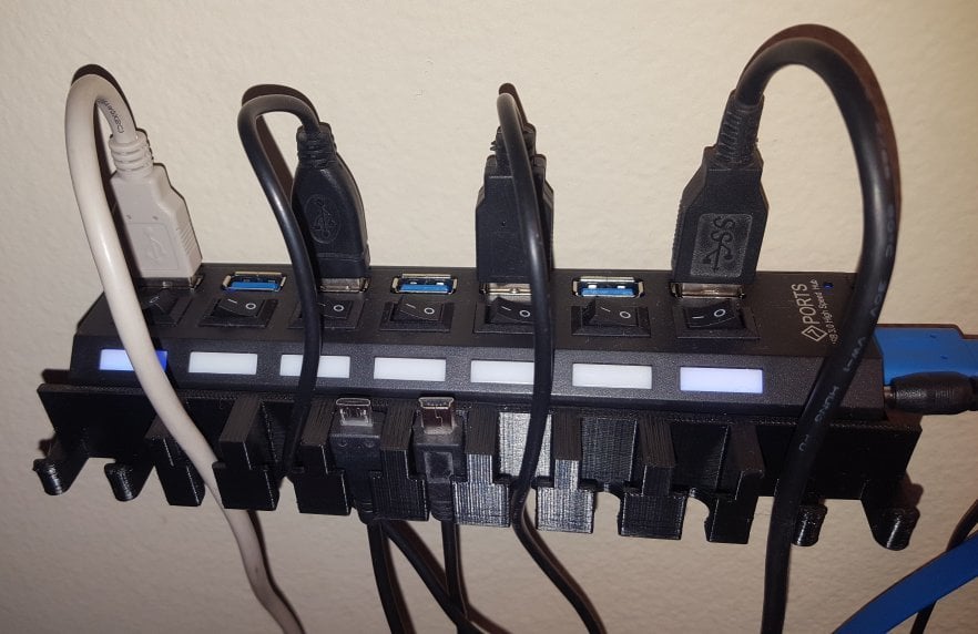Soporte para concentrador USB de 7 puertos con gestión de cables