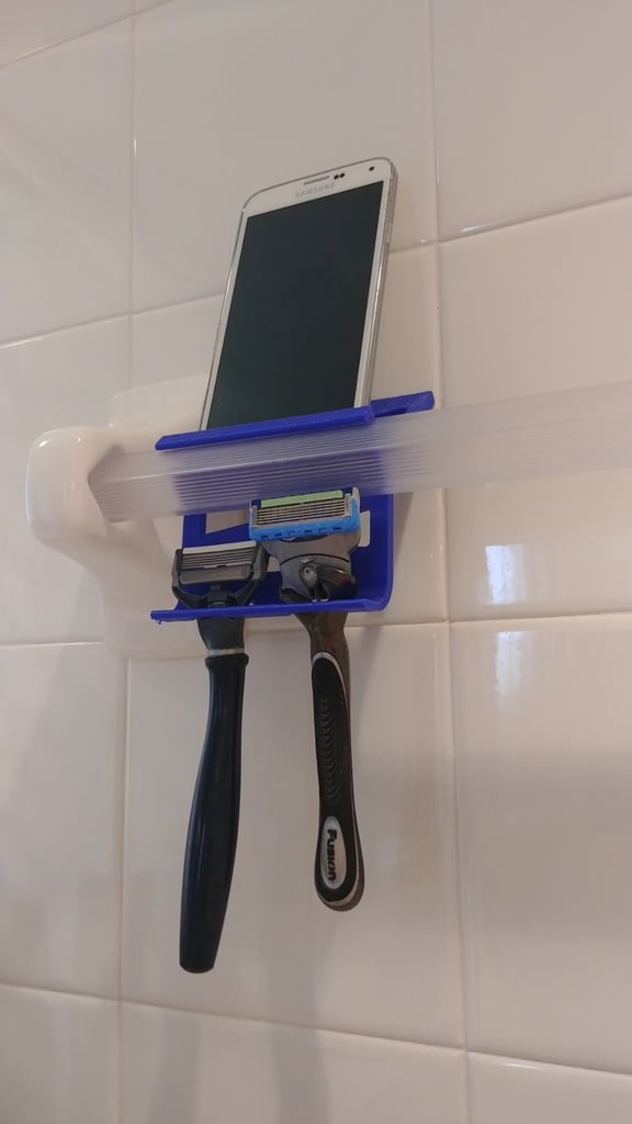 Carrito de ducha con toallero para afeitadora y soporte para teléfono