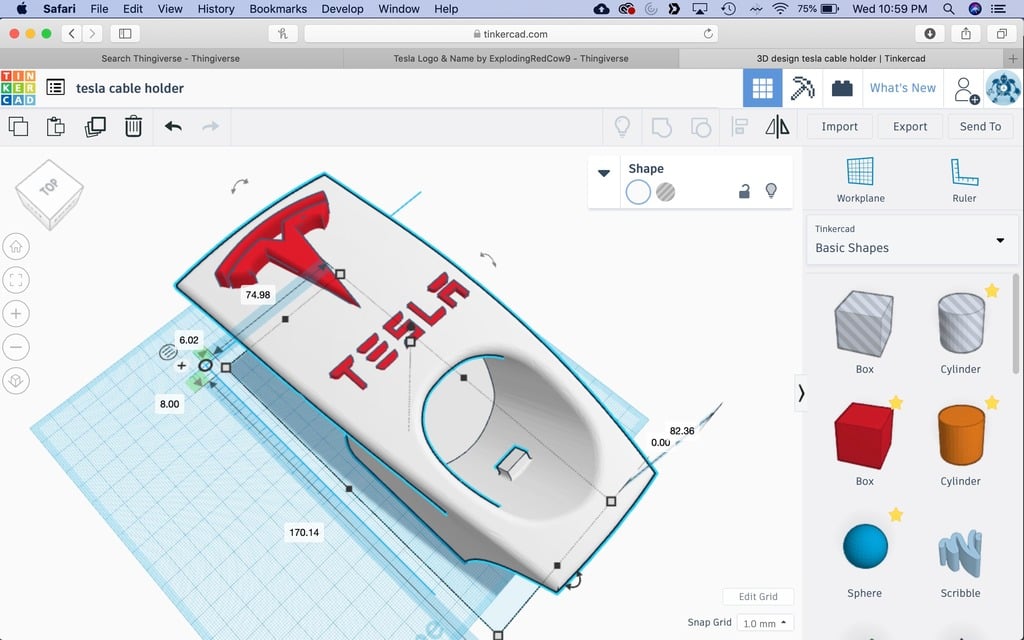 Cargador móvil Tesla y soporte para cables con logotipo y letras (versión de EE. UU.)