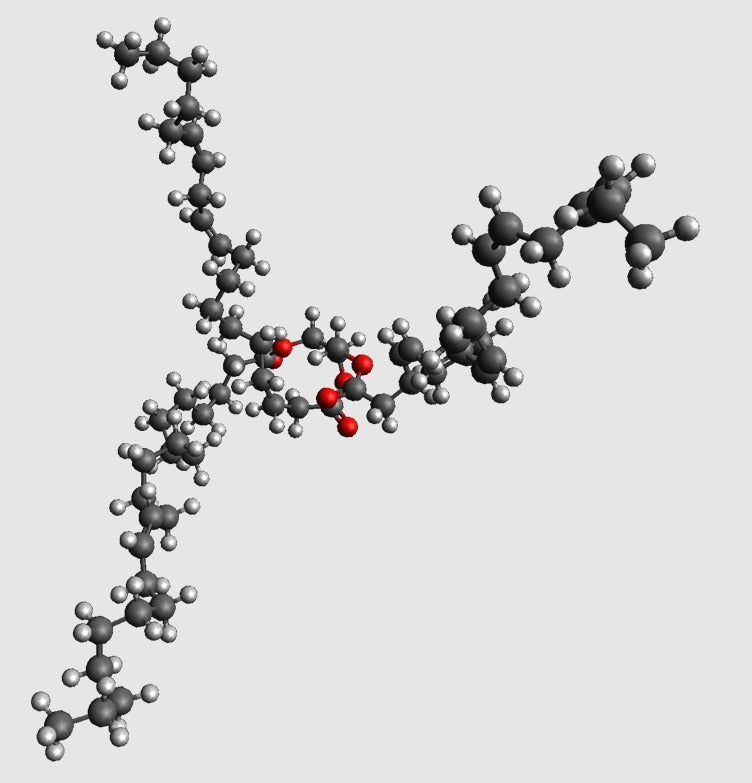 Modelo molecular del triacilglicerol a escala atómica